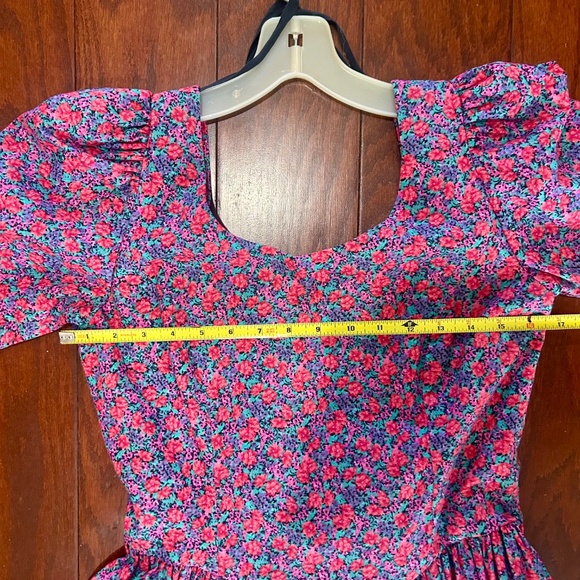 Vintage Laura Ashley Dress Excellent Condition Floral Pleats Puff Sleeve Bow - Picture 4 of 6